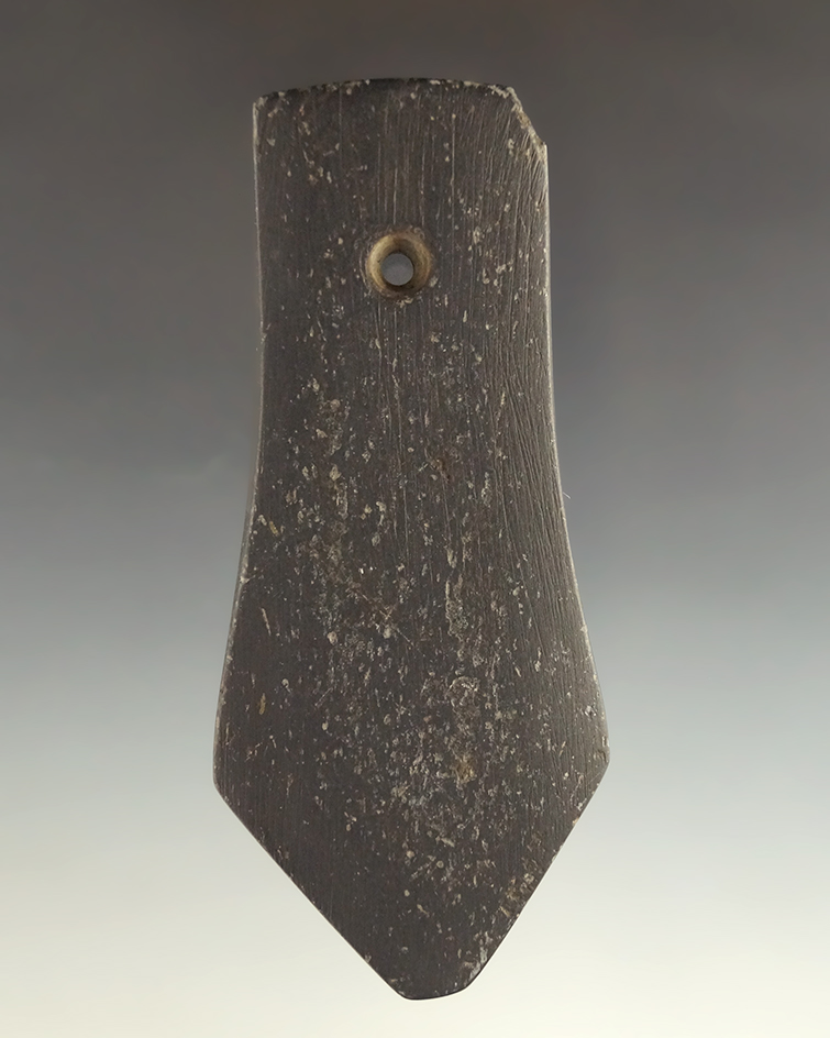 3 15/16" Pentagonal Pendant made from black slate found in Ohio.