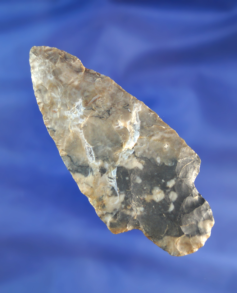 3 5/16" Upper Mercer Flint Adena that is nicely flaked in found in Ohio.