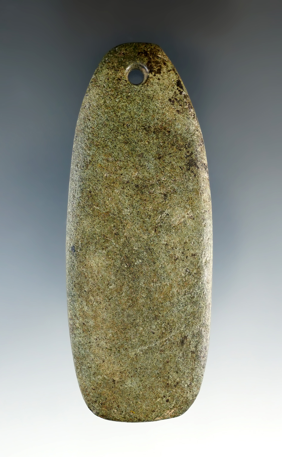 3 9/16" Intrusive Mound Pendant made from attractive green Hardstone. Cuyahoga Co., Ohio.