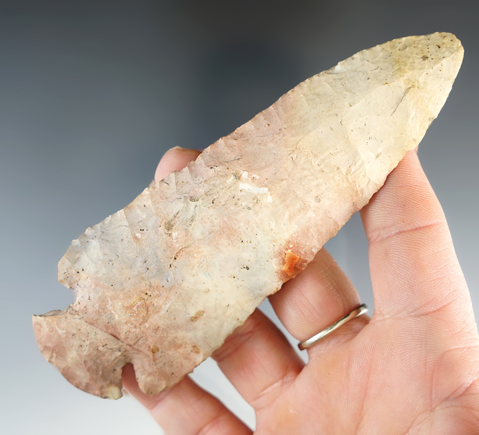 Large! 4 7/8" Classic style Dovetail found in Holmes Co., Ohio made from Flint Ridge Flint.