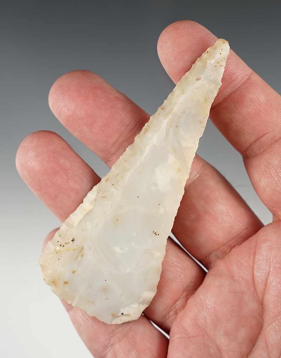 3 5/8" Beautifully beveled Flint Ridge Flint Cobbs Knife found in Licking Co., Ohio.