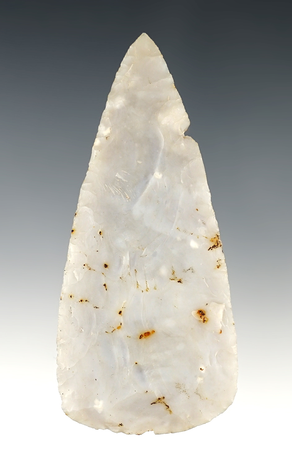 3 7/16" Thin and very well flaked Hopewell Blade made from Flint Ridge Flint. Ex. E.C. Cline.