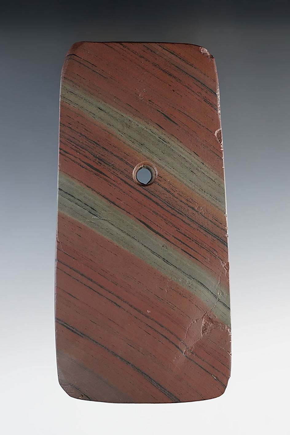 4 3/4" Trapezoidal Pendant found in Ohio. Ex. Sharp Bros., Lester Tolliver.