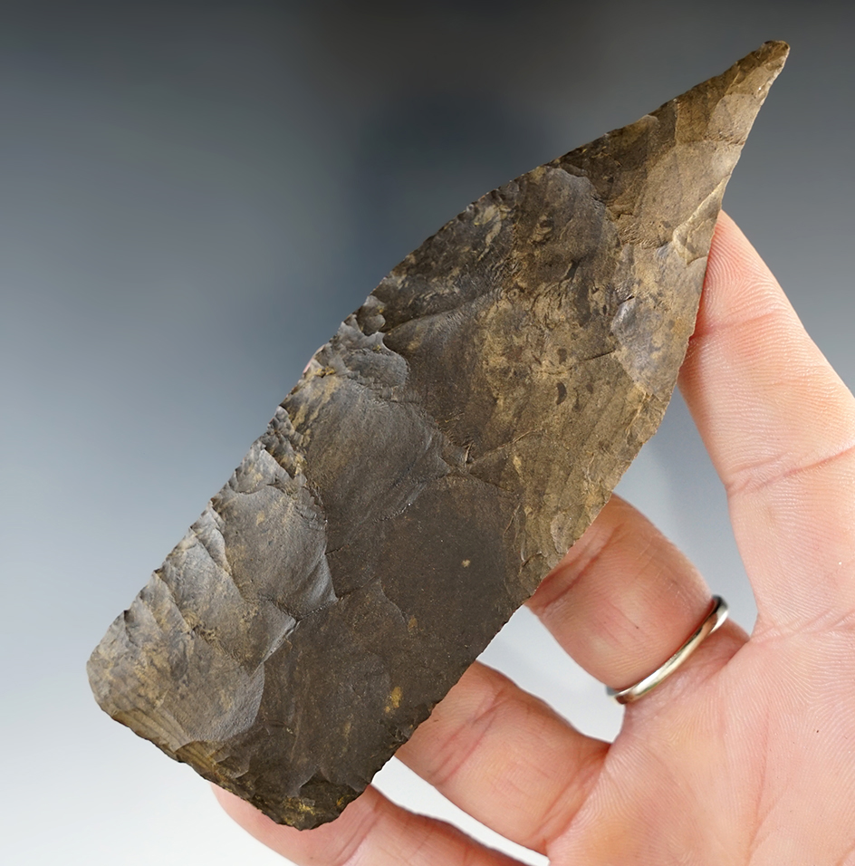 Exceptional 4 5/8" Copena made from nicely patinated Dover chert. Found in Tennessee.