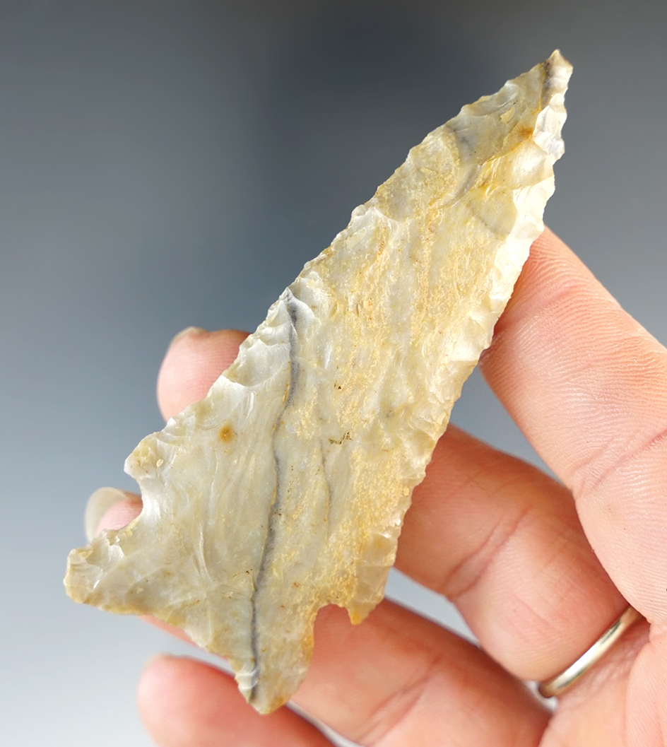 3 1/16" Colorful Coshocton Gray Kirk found south of Mt. Gilead, Morrow Co., Ohio.