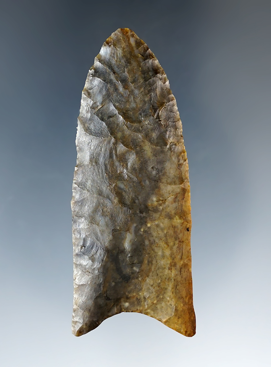 Sale Highlight! 2 1/2" Paleo Clovis made from Plum Run Flint. Found in Wyandot Co., Ohio.