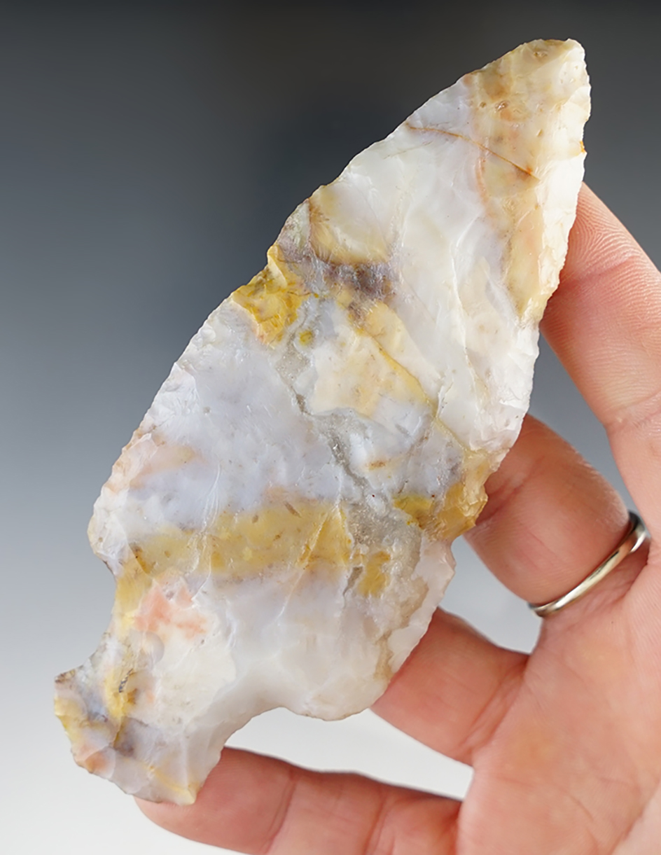 Incredible color 4 7/16" Hopewell Knife - Flint Ridge Flint.  Athens Twp., Harrison Co., Ohio.