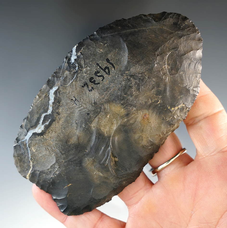 4" Long x 2 3/8" Wide Ohio Paleo Blade. Excellent example - Coshocton Flint. Ex. Hill, Wehrle.