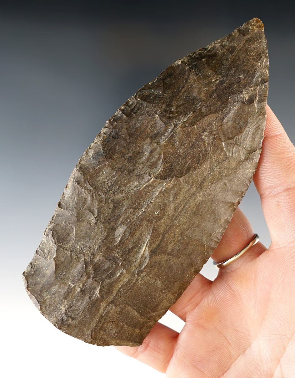 Long and wide 5" Dover Flint Copena found in Tennessee that is very nicely patinated.