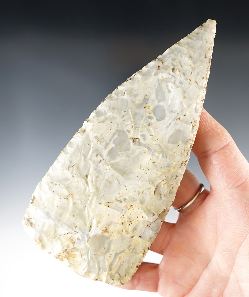 5 7/16" Exceptional Flint Ridge Flint Triangular Blade- Pickerington, Fairfield Co., OH.