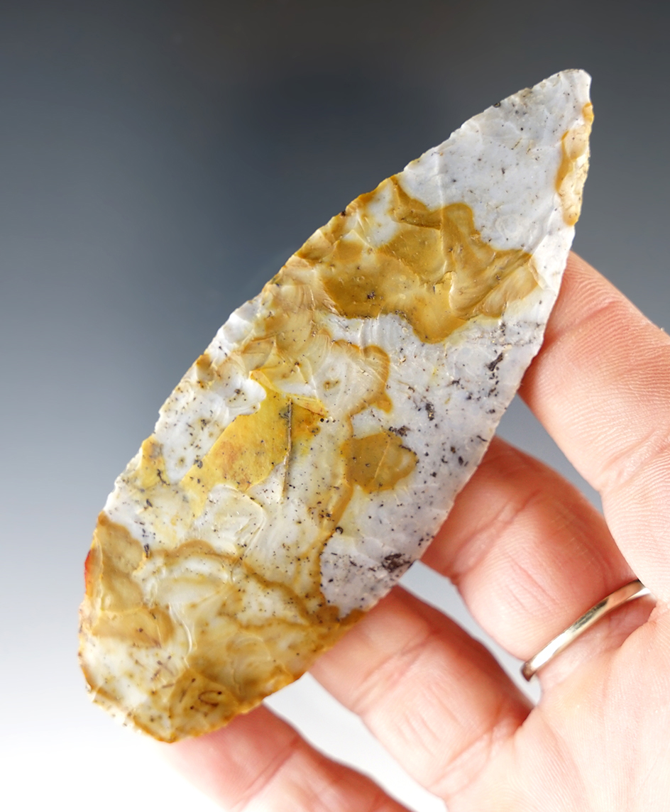 3 3/4" Blade made from beautiful multi-colored Flint Ridge Flint. Found in Ross Co., Ohio.