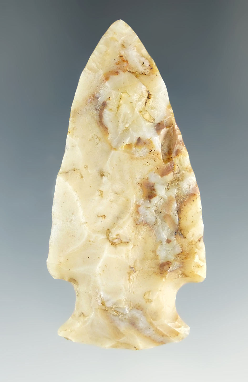 Outstanding 2 3/8" Flint Ridge Hopewell found in Ohio. Ex. Scott Yerkes collection.