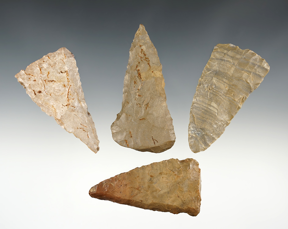 Set of 4 Knives found in Kentucky and Alabama. The largest is 3 3/16".