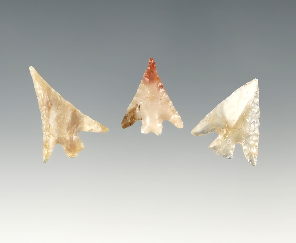 Set of 3 finely made Columbia River Gem Points. The largest is 1".