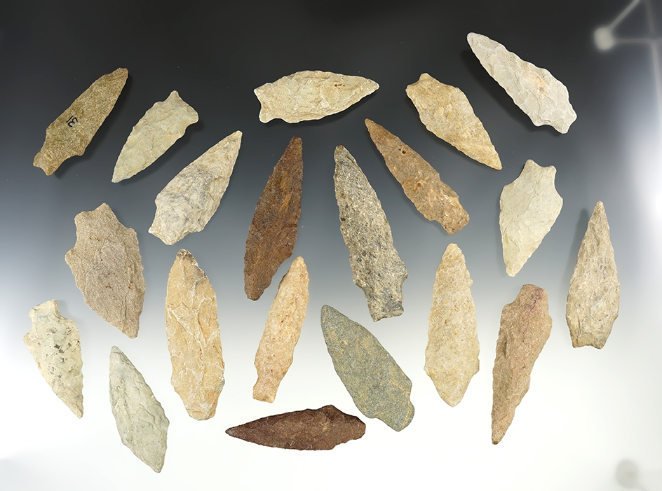 Set of 20 nice points found in the Eastern U.S. The largest is 3".