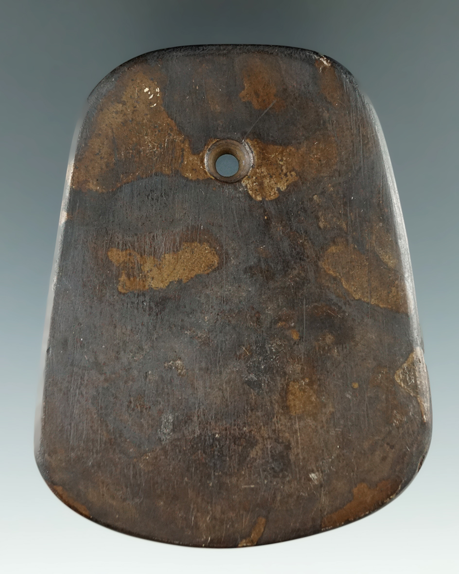 3 7/16" Adena Trapezoidal Pendant made from Hematite. Found in Wayne Co., Ohio. Ex. Kramer