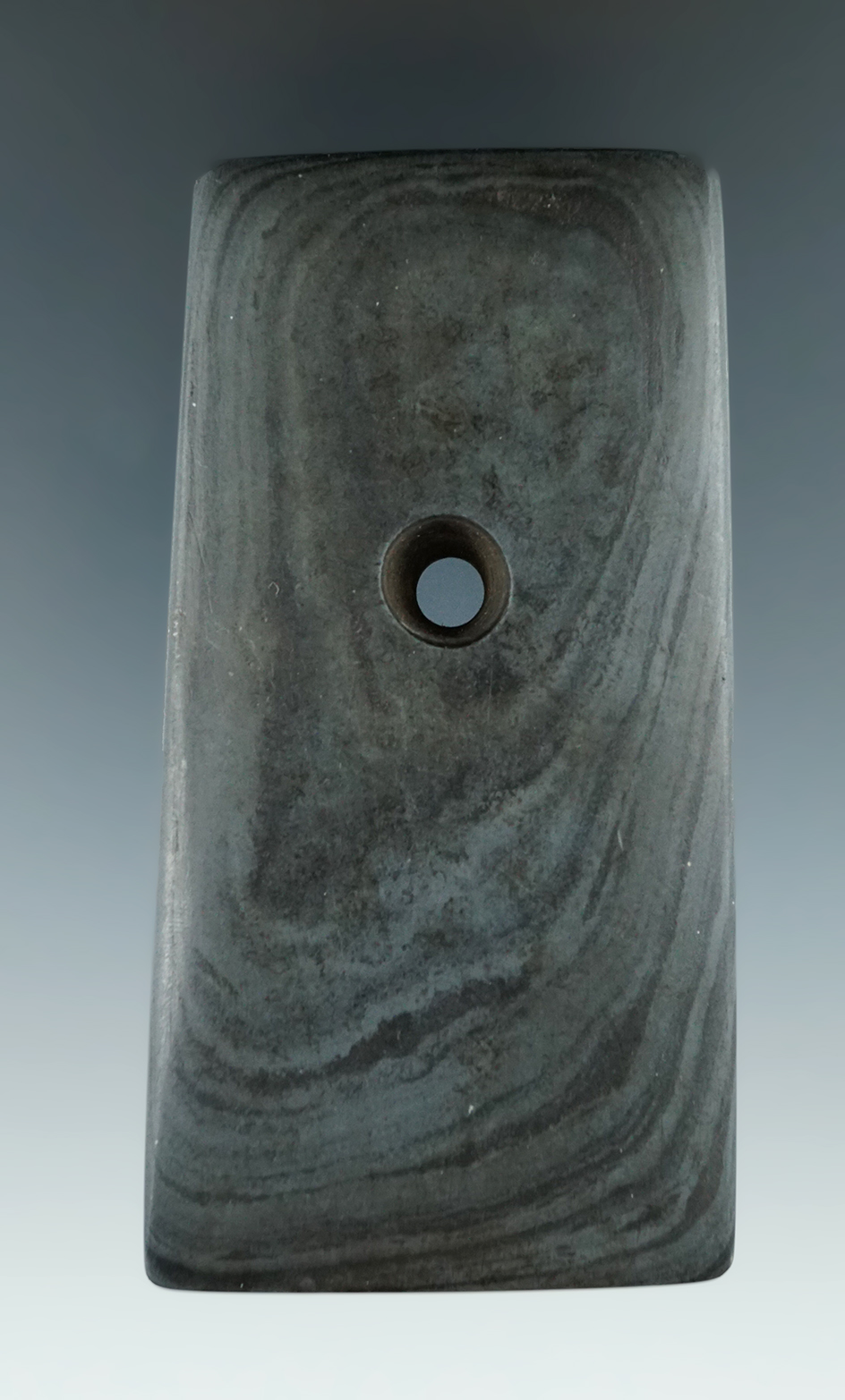 3 3/4" beautifully made Trapezoidal Adena Pendant found near Tiffin, Seneca Co., Ohio.