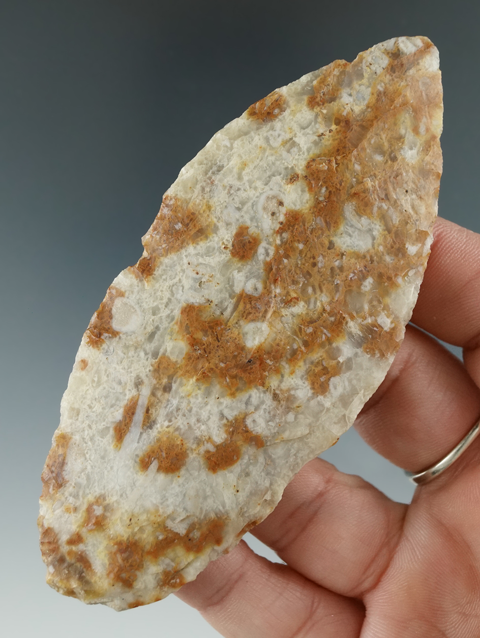 4" attractive Flint Blade found in Union Co.,  Illinois. Ex. Simmons collection.