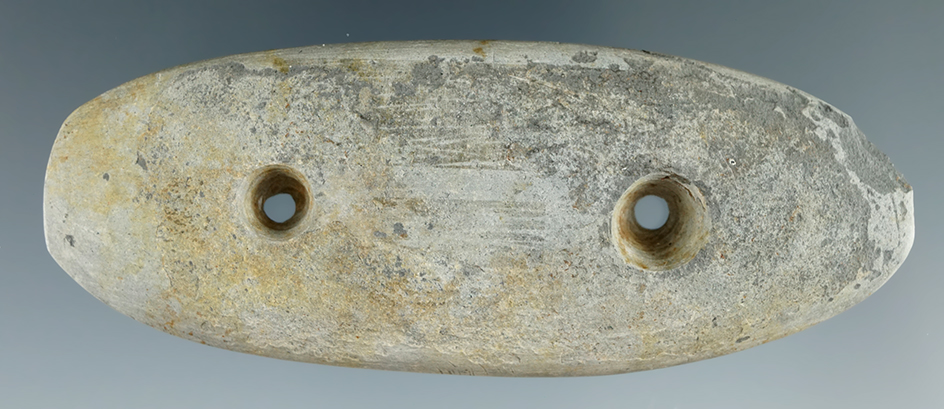 3 13/16" Gorget made from Slate. Found by Harry Gaines in the 1950's. Rogers COA.