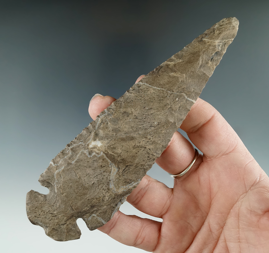 5 7/16" Dovetail made from Dover Flint found in Obion Co., Tennessee.  Rogers COA.