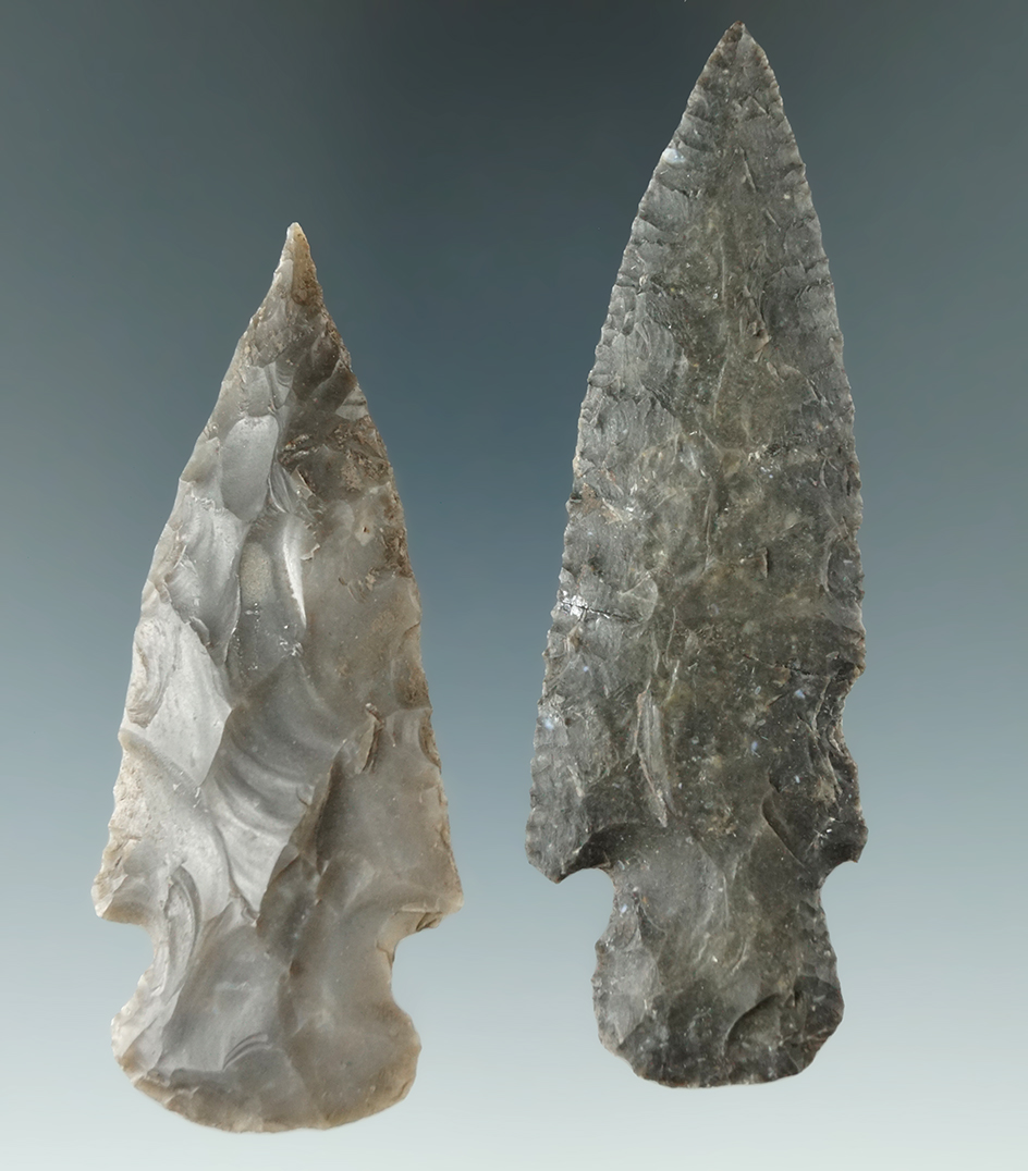 Ex. Museum! Pair of Axtel points found in central Texas. Largest is 3 1/4".