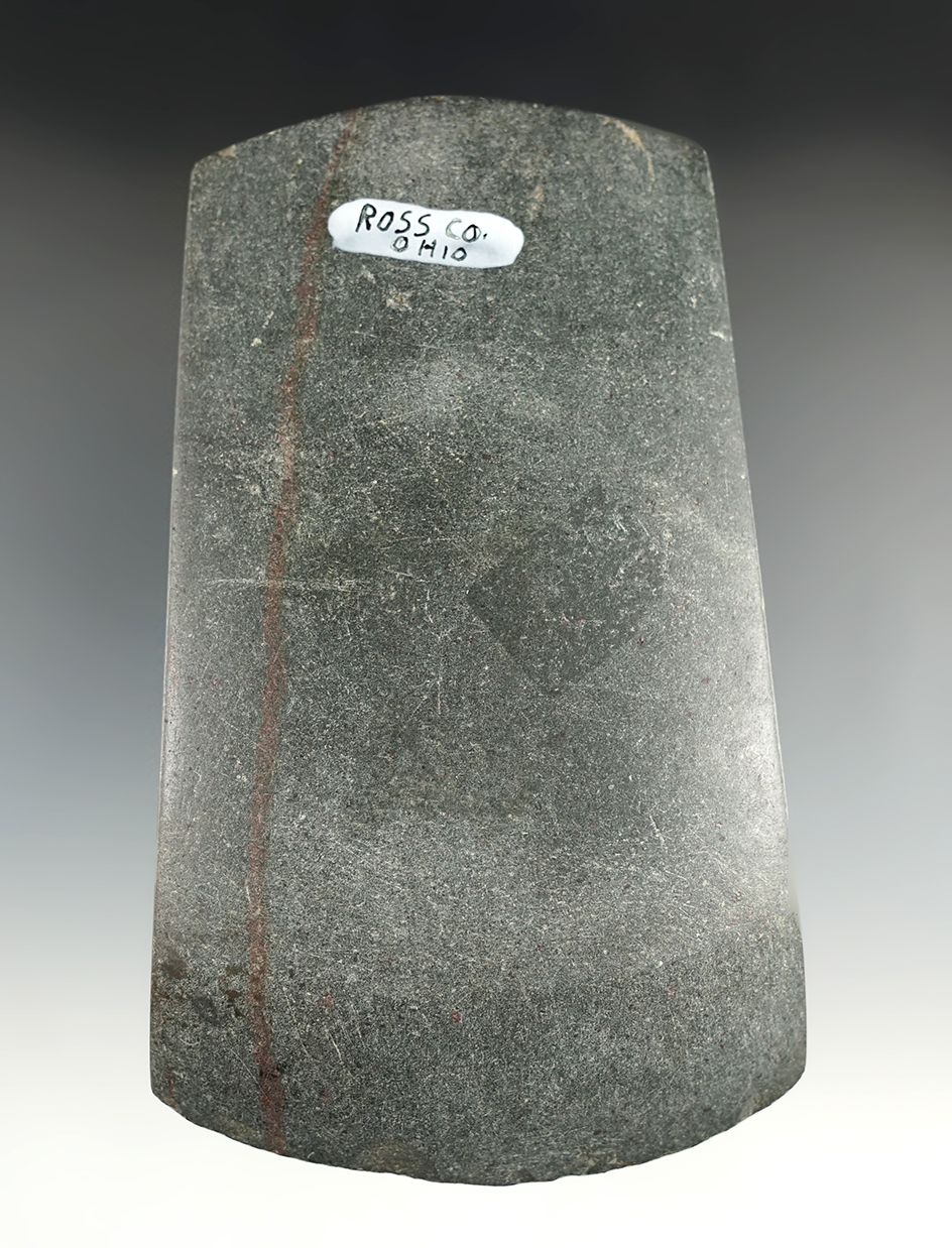 5" long highly polished block Celt found in Ross Co.,Ohio.