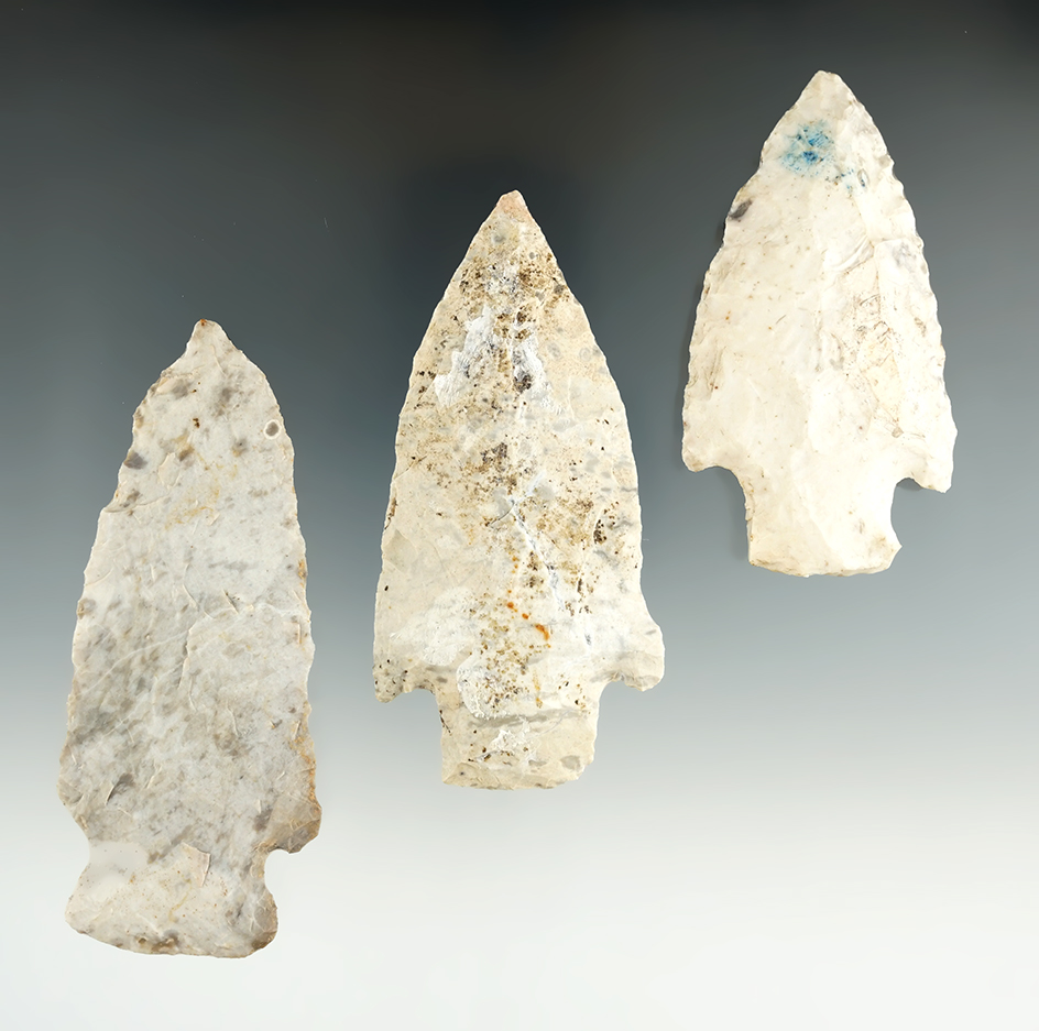 Set of three Knives found in the Illinois Missouri area, largest is 3 5/8".