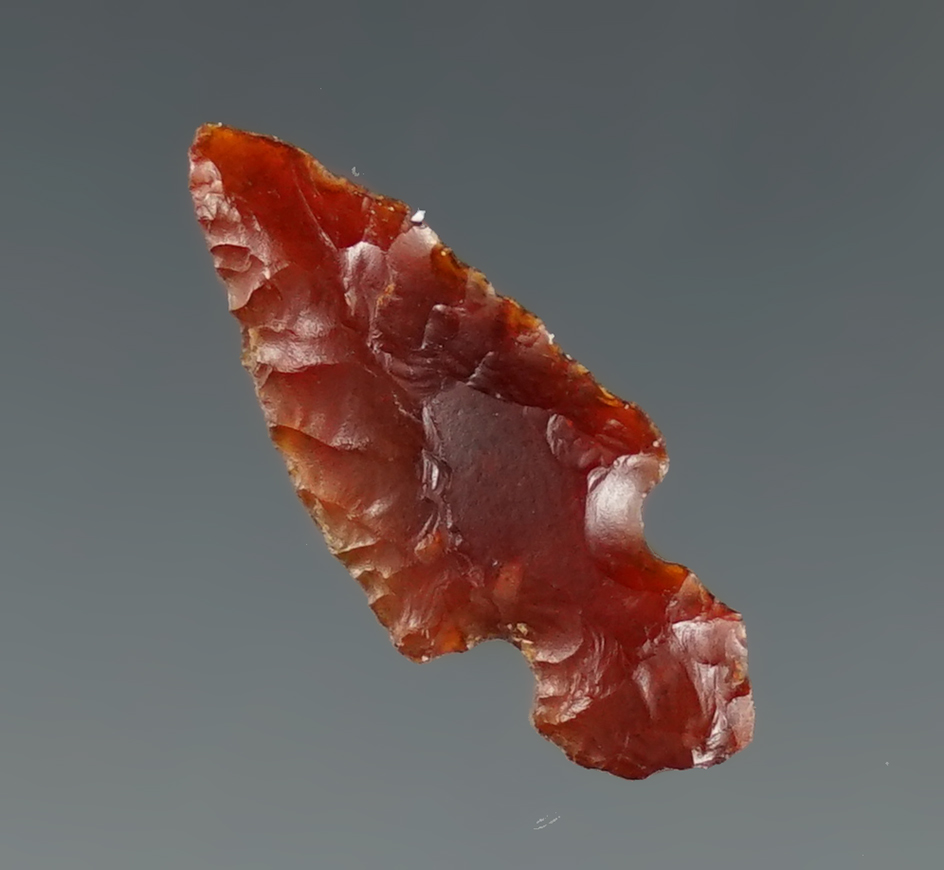 13/16" Klickitat Dagger made from beautiful red carnelian agate that is nicely translucent.