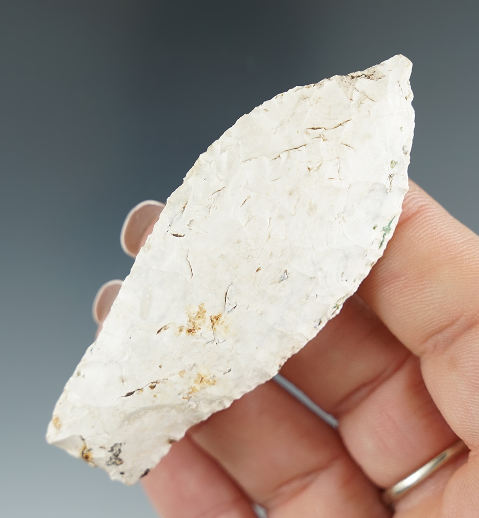 3" heavily patinated Paleo Hell Gap found in Williamson Co.,Texas. Nice example.