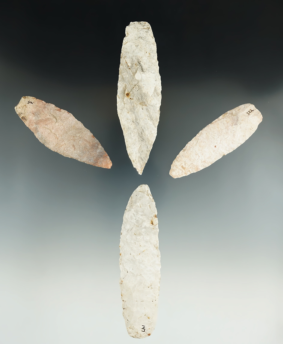 Set of four Missouri Lanceolates, largest is 4 3/8".