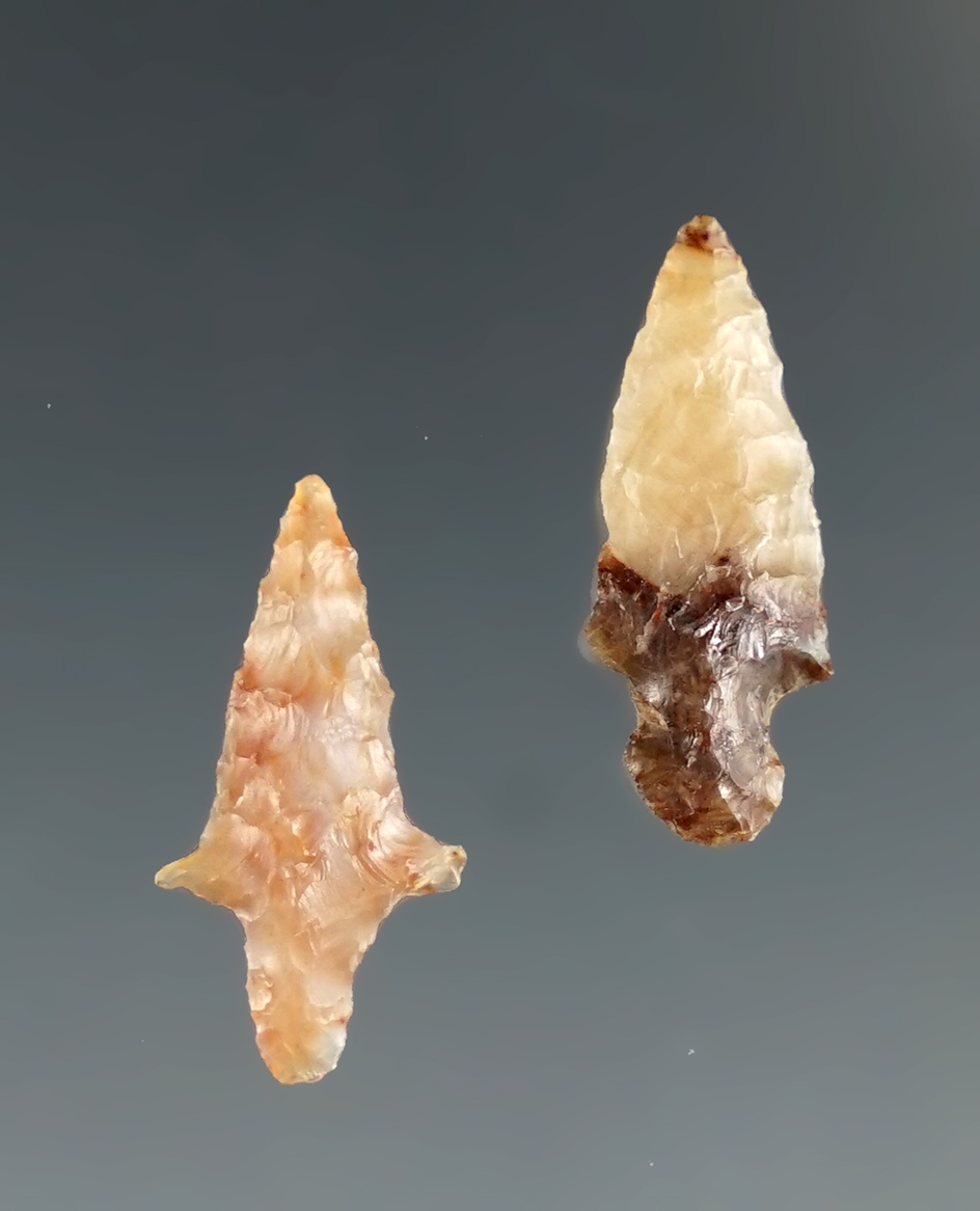 Nice pair of miniature Columbia River  and nice Gem points, all around 3/4" long. Ex. Jim Hogue.