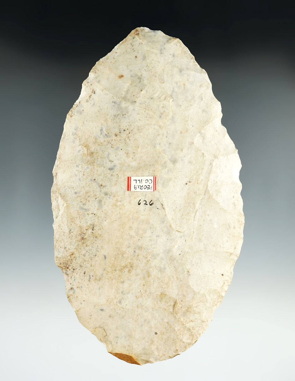 Large! Heavily patinated 6 3/8" Flint biface Blade found in Peoria Co.,Illinois.