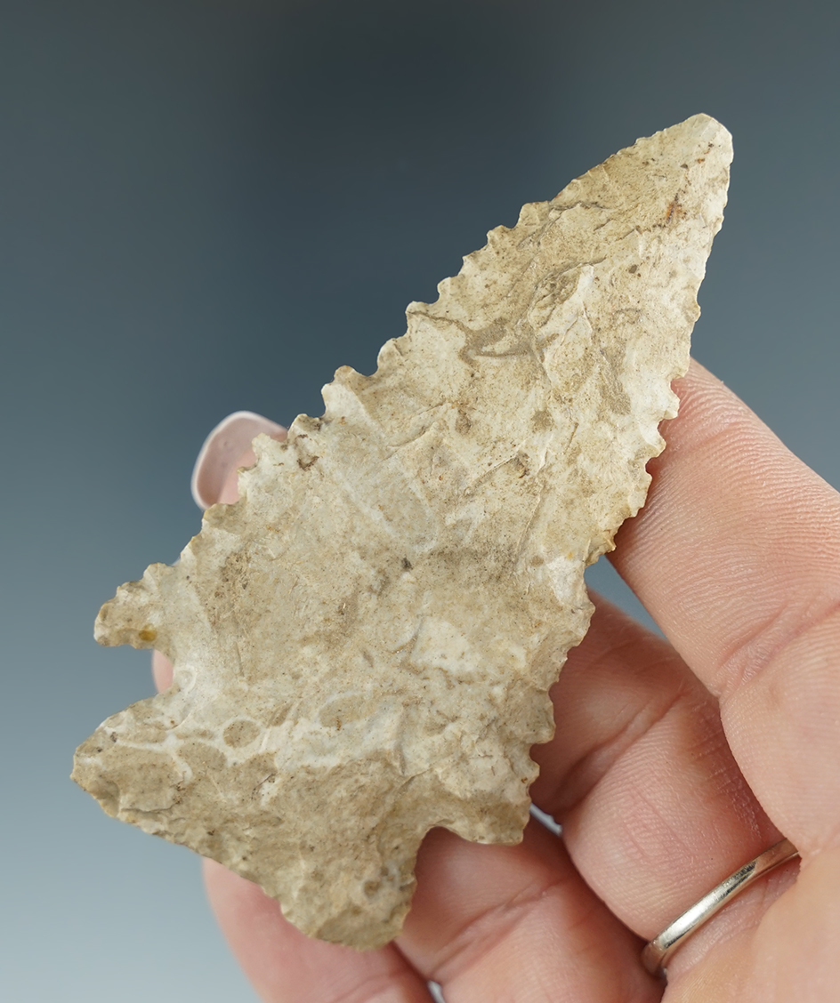 3" Cornernotch Archaic Knife with excellent serrations along the Blade edges - southern Indiana.