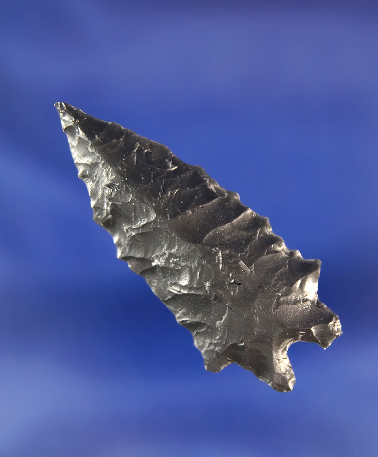 1 13/16" Obsidian Pinto Basin found near Fort Rock Oregon.