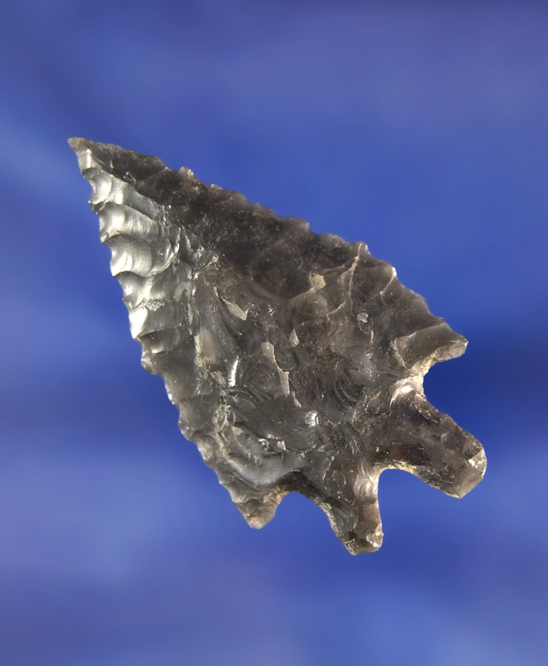 2" Obsidian Pinto Basin that is very well flaked found near Fort Rock, Oregon.