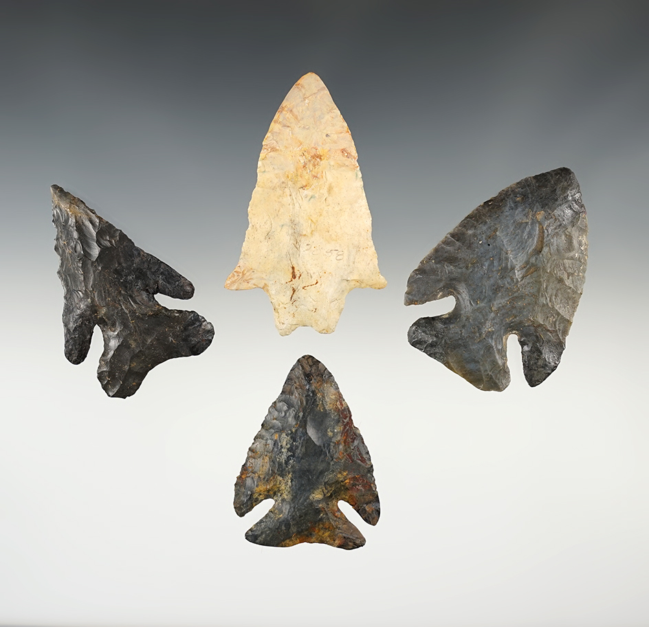 Set of 4 restored Ohio points. The largest is 3 1/16".