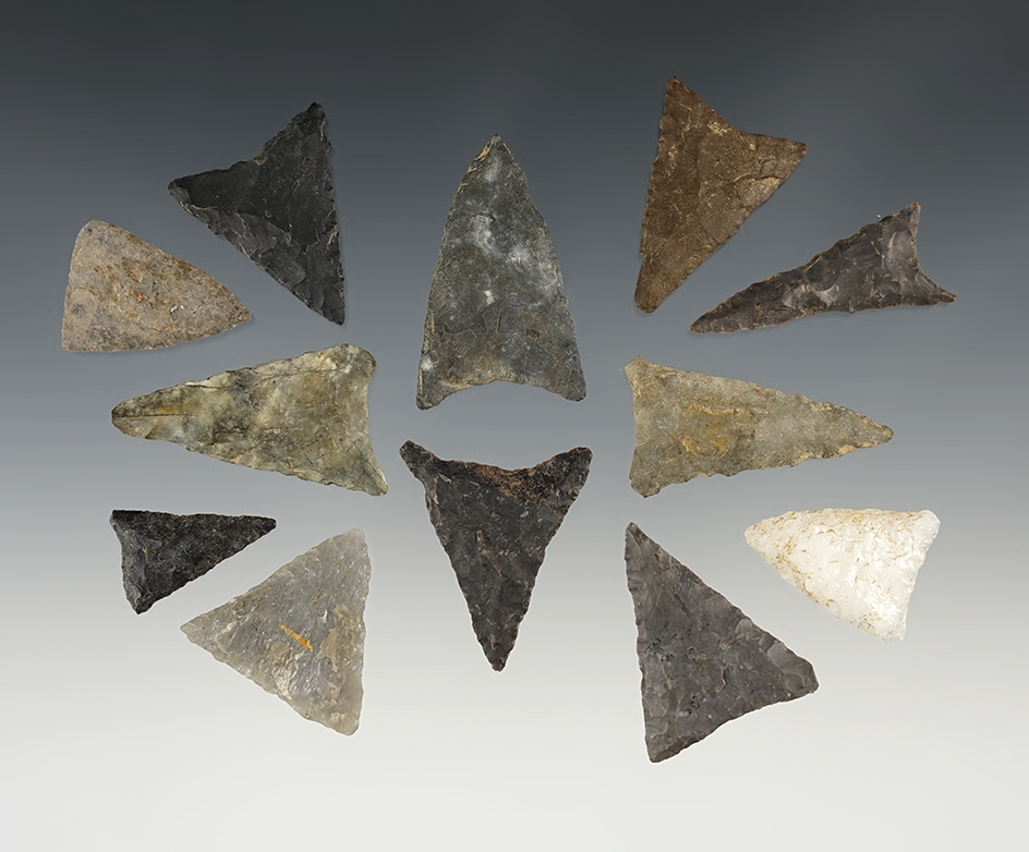 Set of 12 nice Triangle points found in the Eastern U.S.