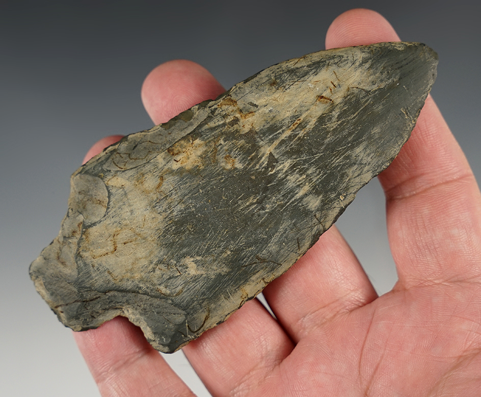 Rare 4 3/8" Slate Stemmed Arrowhead - Huron Co., OH.