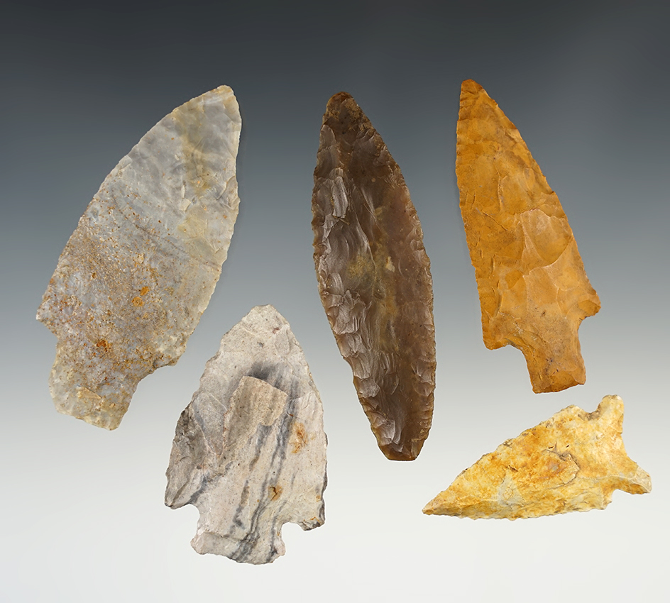 Set 5 points - various locations. Largest is 3 1/8".