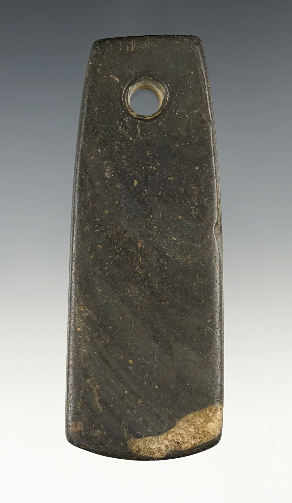 Fine 3 5/8" Trapezoidal Pendant found in Ohio.