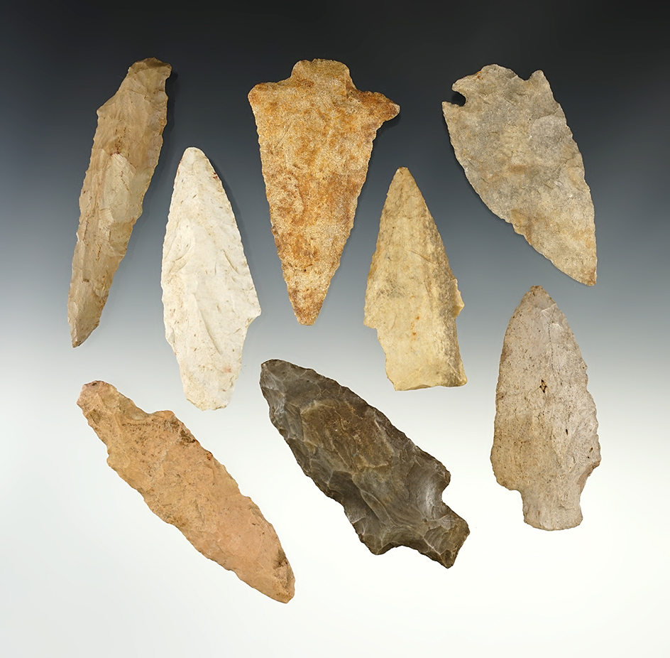 Set of 8 Midwest points in good condition. Largest is 3 9/16".