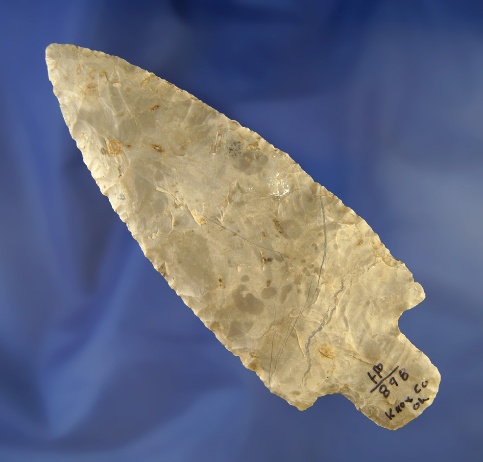 Beautiful 5" thin and well flaked Flint Ridge Flint Adena Knife  found in Knox Co.,  Ohio