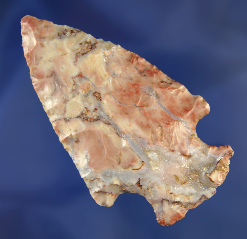 Very colorful 2 3/4" Hopewell - Flint Ridge Flint with a nice quartz inclusion Franklin Co.,  Ohio.