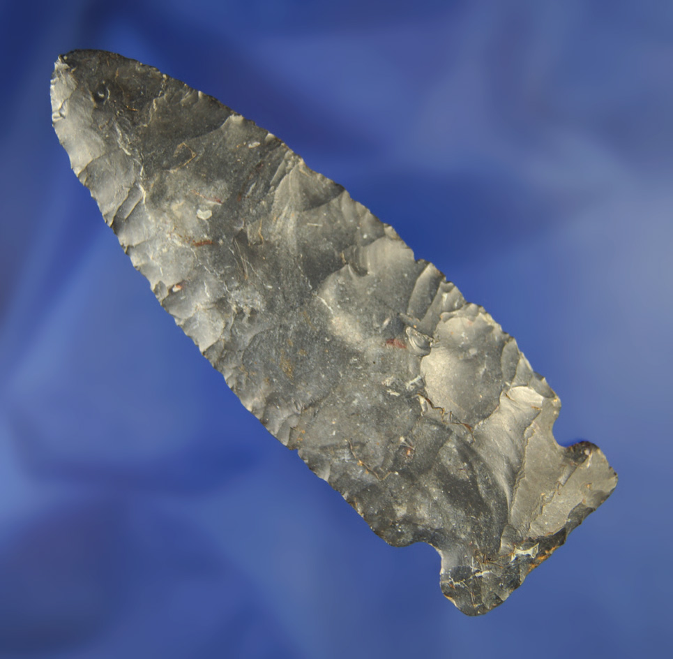 3 9/16" Sidenotch made from Coshocton Flint found in Richland Co.,  Ohio Ex. Kuhn collection.
