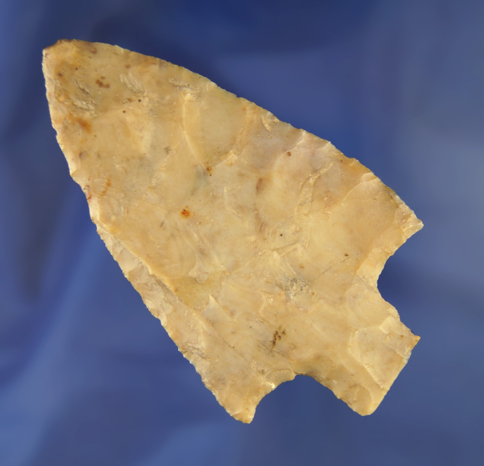 3 5/8" Adena Knife made from Flint Ridge Flint with an anciently salvaged base. Found in Ohio. E