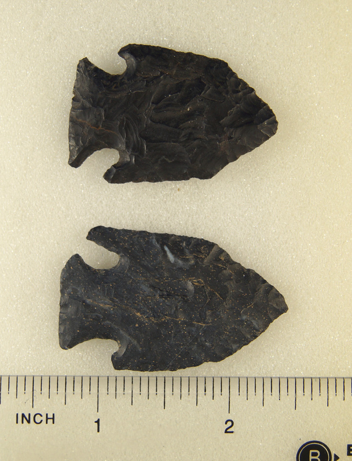 Pair of 2 Intrusive Mound Points found in Coshocton Co., Ohio, largest is 1 3/4".