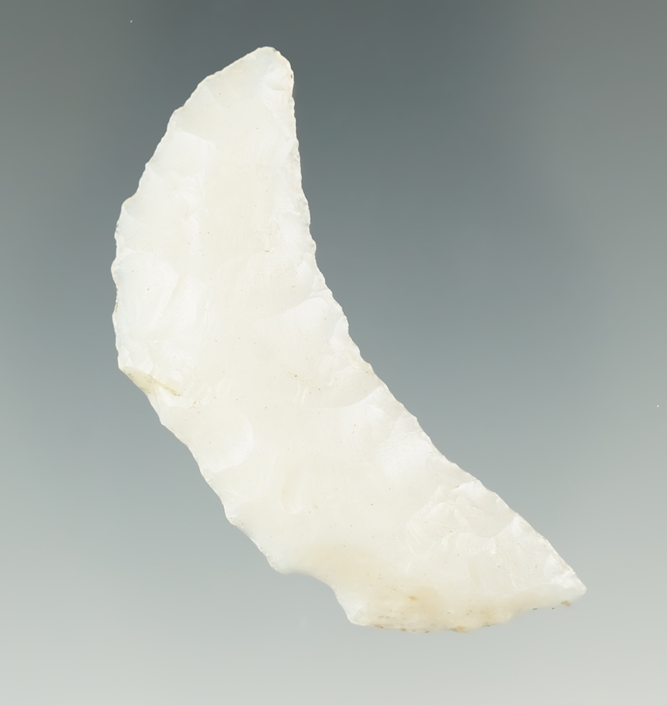 2 1/8" Large Crescent made from attractive white Agate. Found in the Alvord Desert.