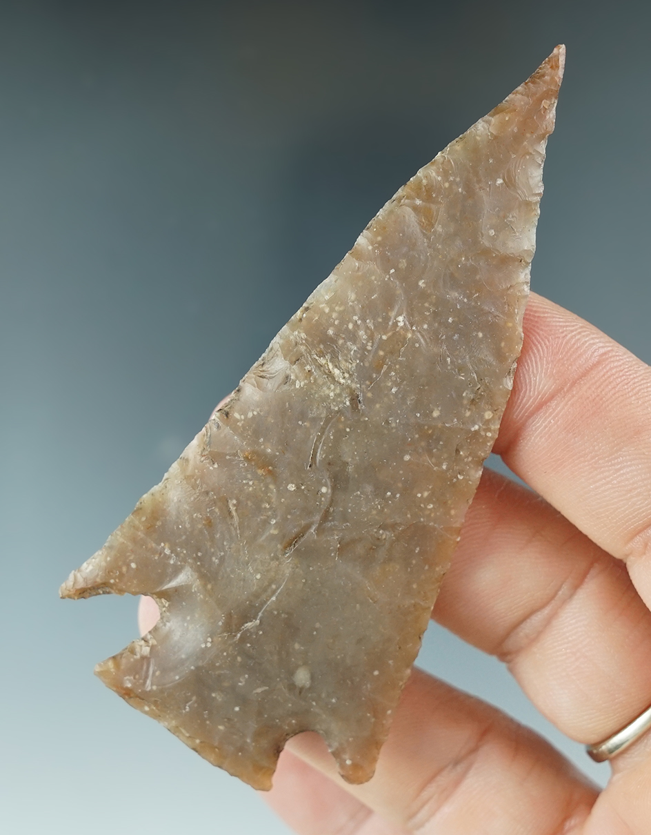 3 5/16" Marcos made from brown flint, found in Uvalde Co., Texas. Comes with a Rogers COA.