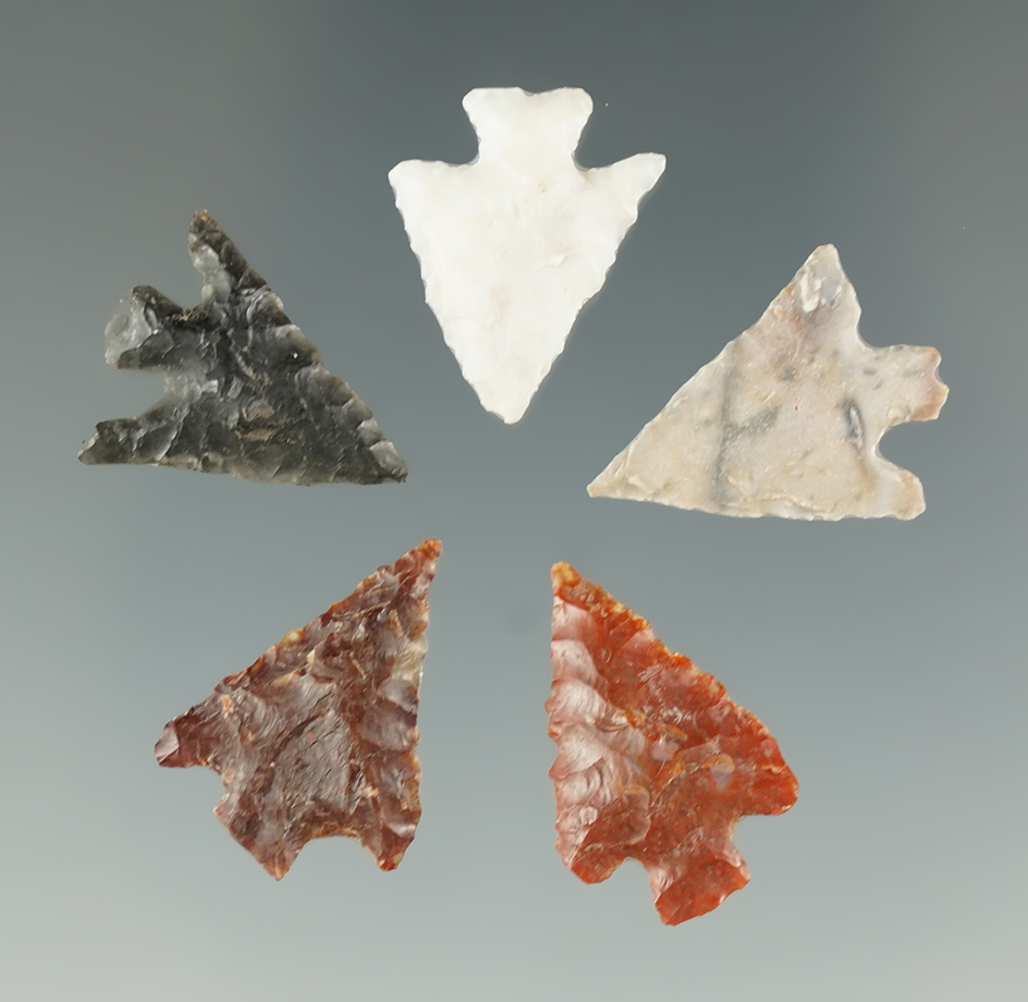 Set of 5 Columbia Plateau Points, largest is 7/8".