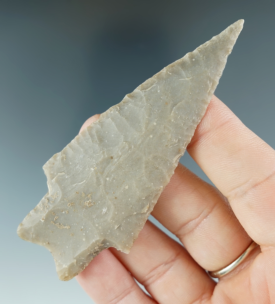 Excellent flaking in style on this 3 1/2" Pedernales points found in Central Texas.